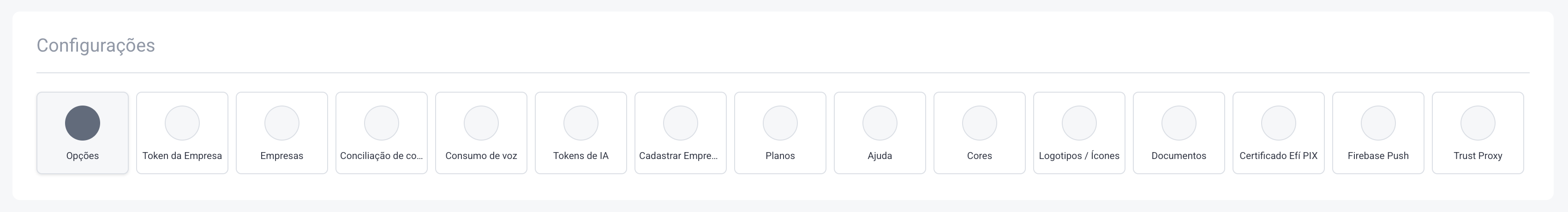 Configurações SuperAdmin